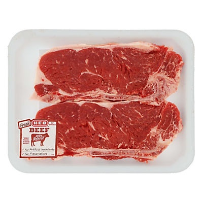 slide 1 of 1, H-E-B New York Strip Steak USDA Select, per lb