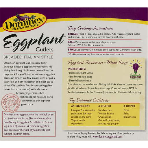 slide 3 of 17, Dominex Eggplant Cutlets, 16 oz