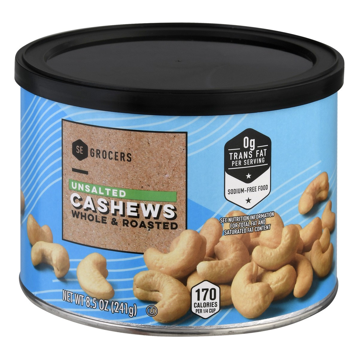 slide 3 of 10, SE Grocers Unsalted Cashews Whole & Roasted, 8.5 oz