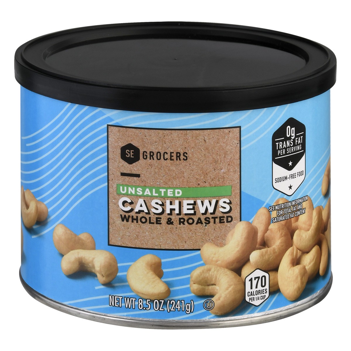 slide 1 of 10, SE Grocers Unsalted Cashews Whole & Roasted, 8.5 oz