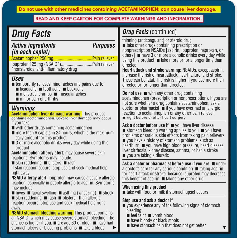 slide 4 of 5, Kroger Duel Action Acetaminophen & Ibuprofen Pain Relief Capsules, 144 ct