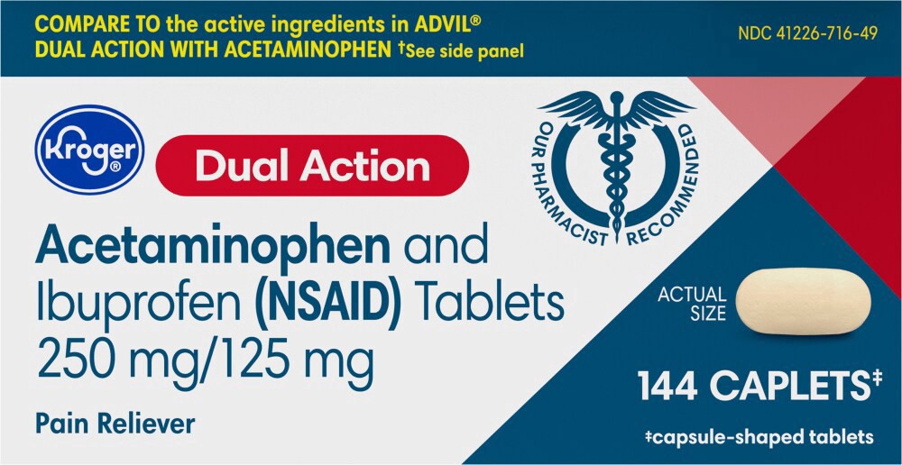 slide 2 of 5, Kroger Duel Action Acetaminophen & Ibuprofen Pain Relief Capsules, 144 ct