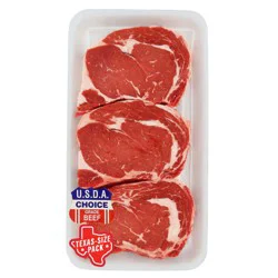 H-E-B Boneless Beef Ribeye Steaks - USDA Choice - Texas-Size Pack