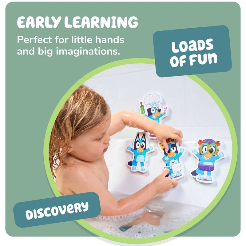 slide 3 of 8, Bluey Tomy Toomies Bath Puzzle with Net Storage Bag - 8pc, 8 ct