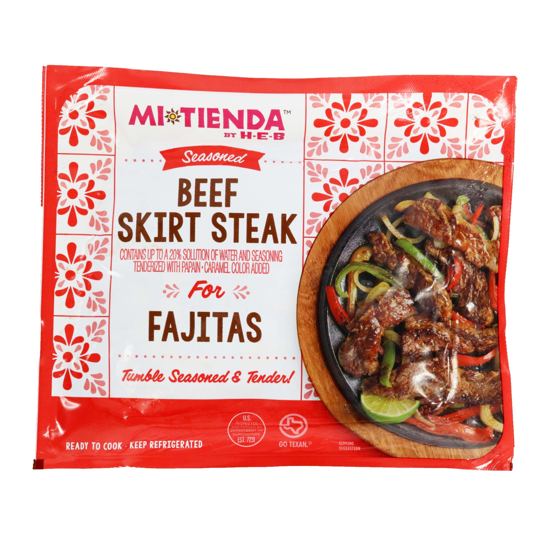 slide 1 of 1, H-E-B Mi Tienda Seasoned Beef Skirt Steak for Fajitas, per lb