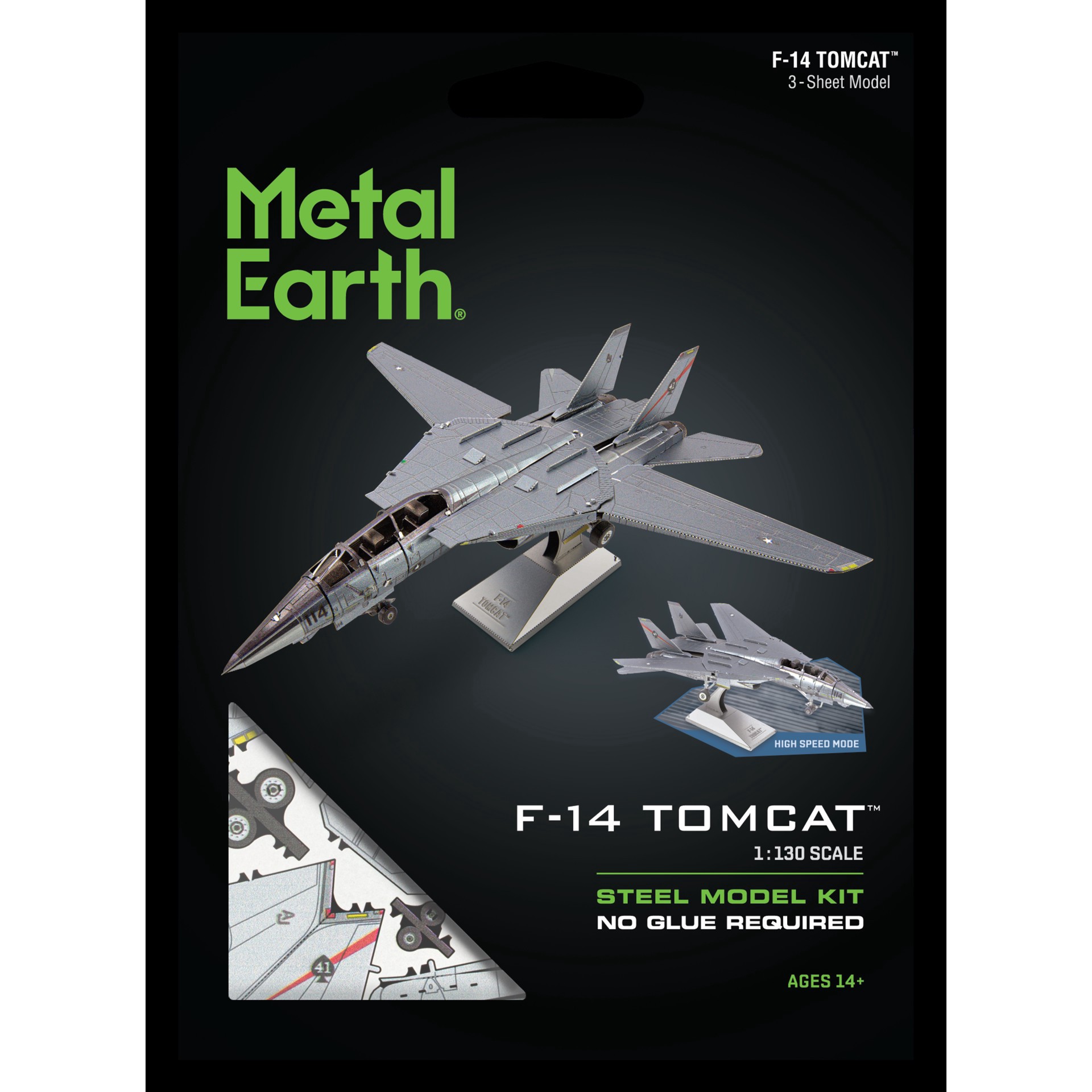 slide 11 of 15, Fascinations Metal Earth F-14 Tomcat Steel Model Kit, 6.57 in x 5.75 in x 2.28 in