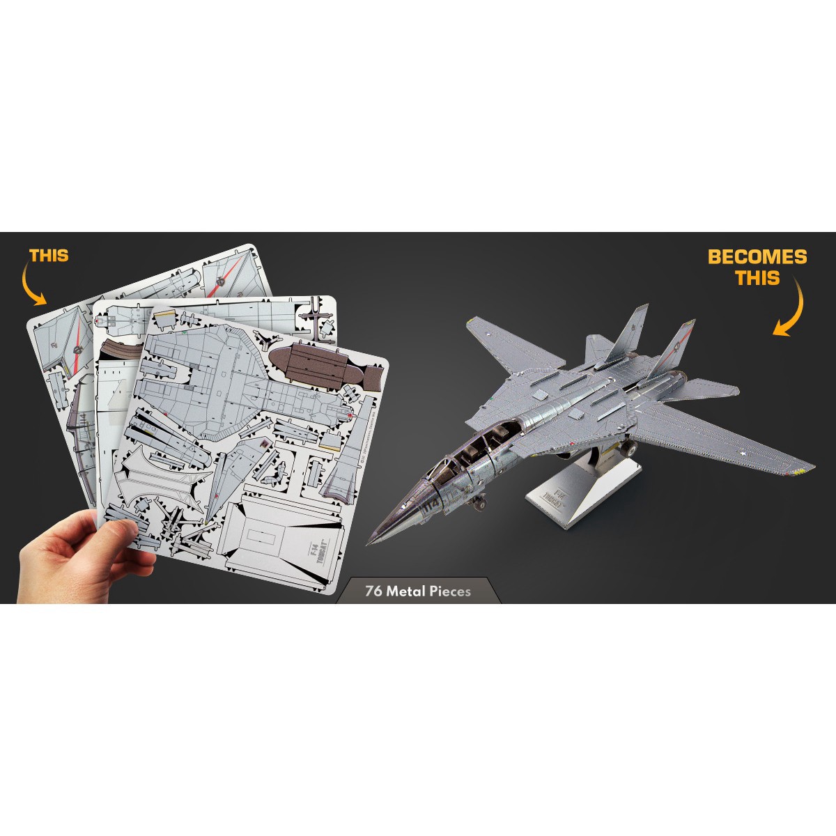 slide 5 of 15, Fascinations Metal Earth F-14 Tomcat Steel Model Kit, 6.57 in x 5.75 in x 2.28 in