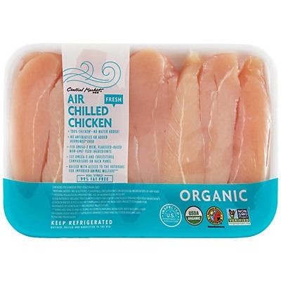 slide 1 of 1, Central Market Organics Air Chilled Chicken Tenders, per lb