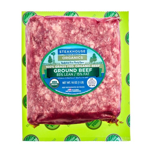 slide 1 of 1, Steakhouse Naturals® Organics grass fed ground beef, 85% lean, 16 oz