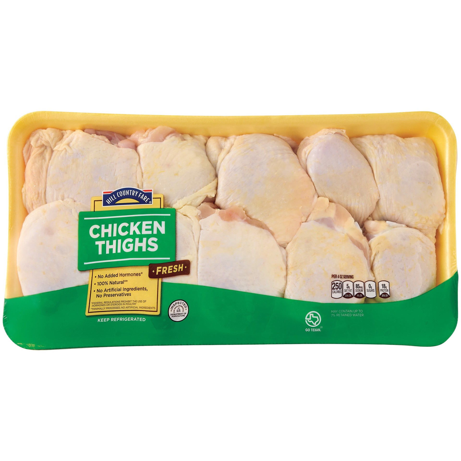 slide 1 of 1, Hill Country Fare Bone-in Skin-on Chicken Thighs, Value Pack, per lb