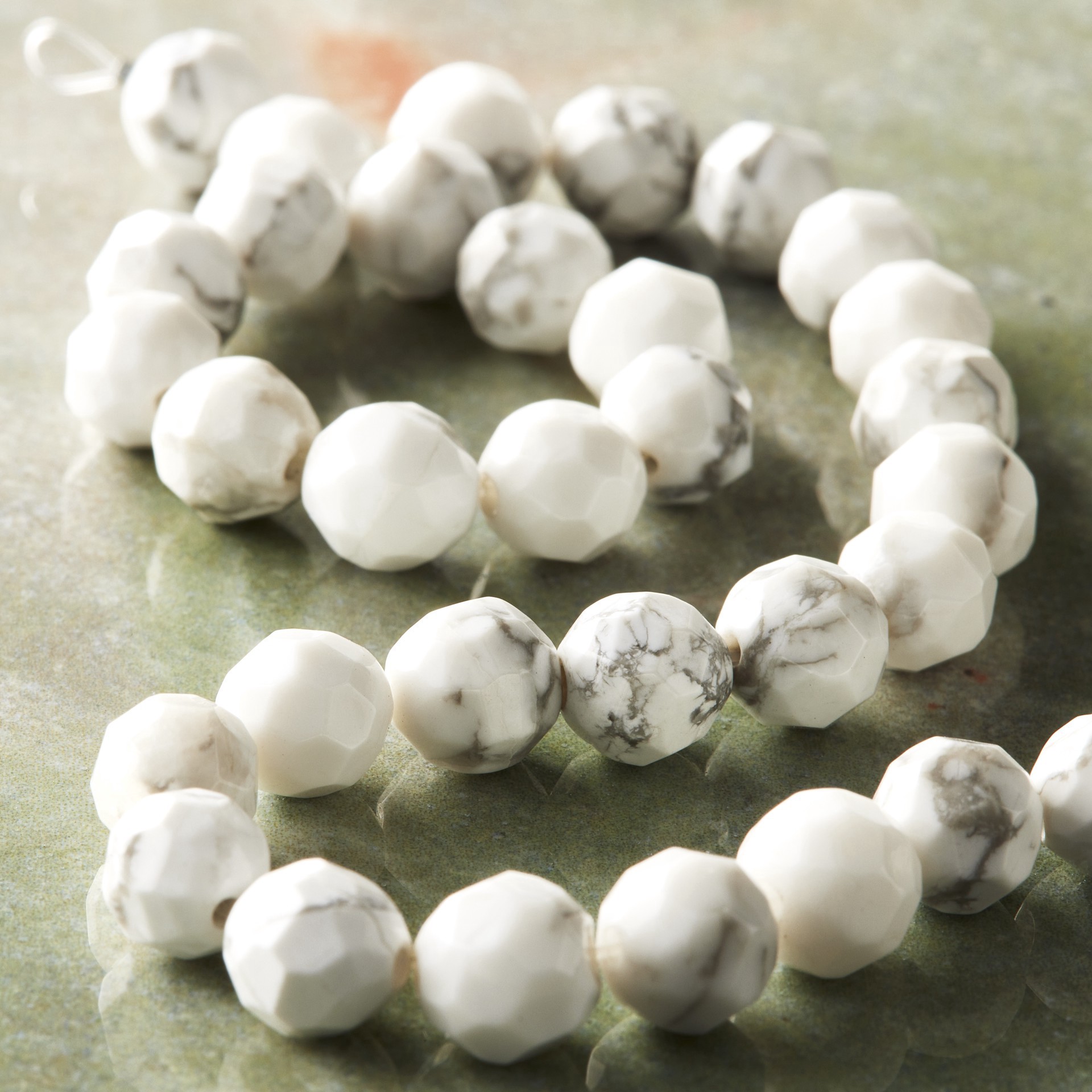 slide 2 of 3, White Faceted Howlite Round Beads, 8mm By Bead Landing, 8mm
