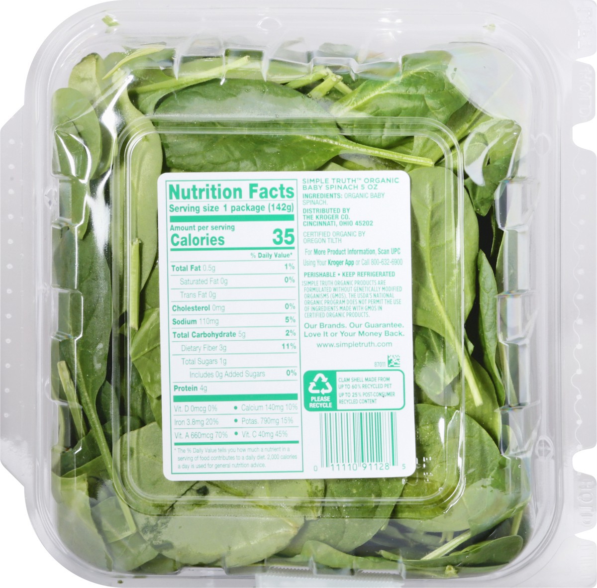 slide 5 of 9, Simple Truth Organic Organic Baby Spinach 5 oz, 5 oz