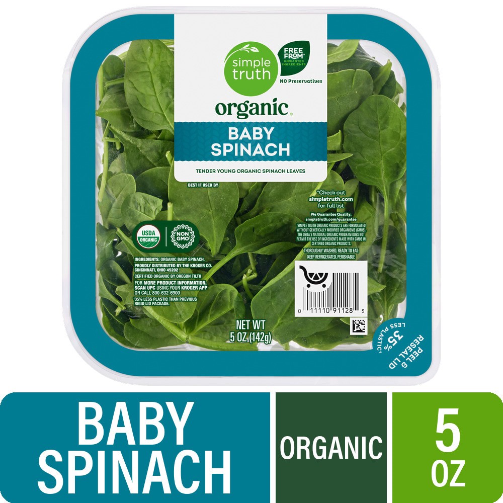 slide 1 of 9, Simple Truth Organic Organic Baby Spinach 5 oz, 5 oz