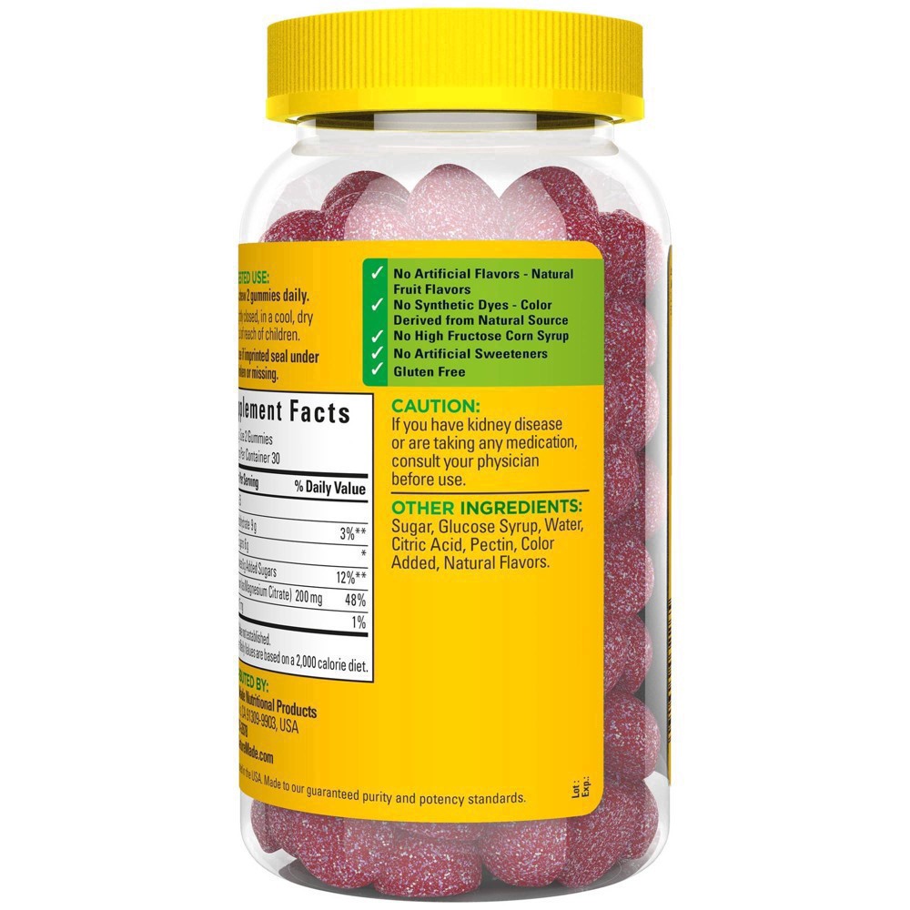 slide 7 of 36, Nature Made High Absorption Magnesium Citrate 200 mg per serving, Magnesium Supplement for Muscle, Nerve, Bone and Heart Support, 60 Magnesium Gummies, 30 Day Supply, 60 ct