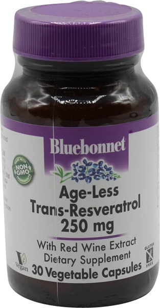slide 1 of 1, Bluebonnet Nutrition Age-Less Trans-Resveratrol Capsules, 30 ct; 250 mg