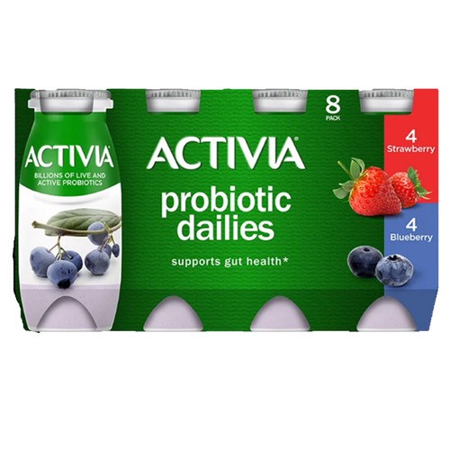 slide 1 of 1, Activia® probiotic dailies, strawberry & blueberry, 8 ct; 3.1 fl oz