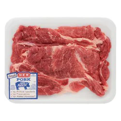 H-E-B Bone-in Boston Butt Pork Steaks, Thin Cut