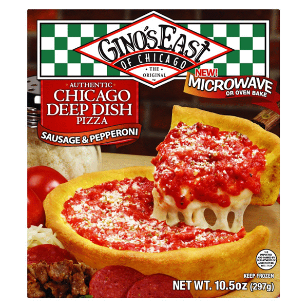 slide 1 of 1, Gino's East Authentic Chicago Deep Dish 6 Pizza, Sausage & Pepperoni, 10.5 oz