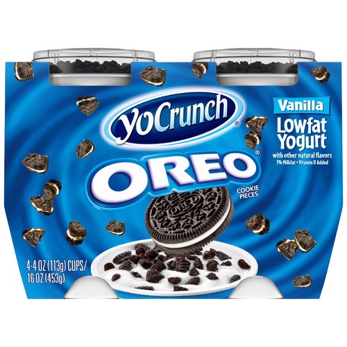 slide 1 of 1, YoCrunch® Oreo® lowfat yogurt, vanilla, 4 ct; 4 oz