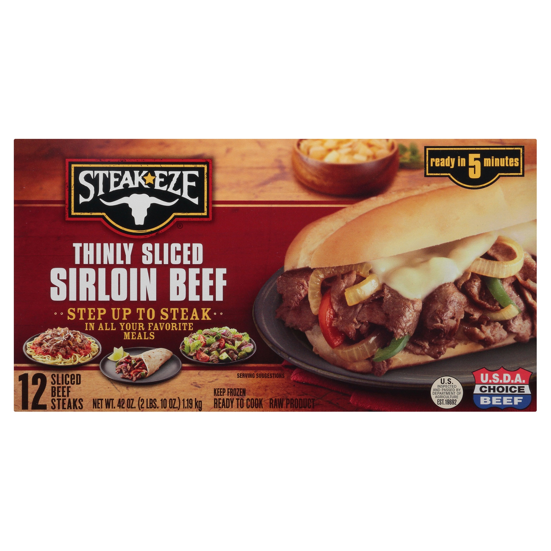 slide 1 of 2, AdvancePierre Foods Steak-EZE Thinly Sliced Sirloin Beef Steaks, 12 ct
