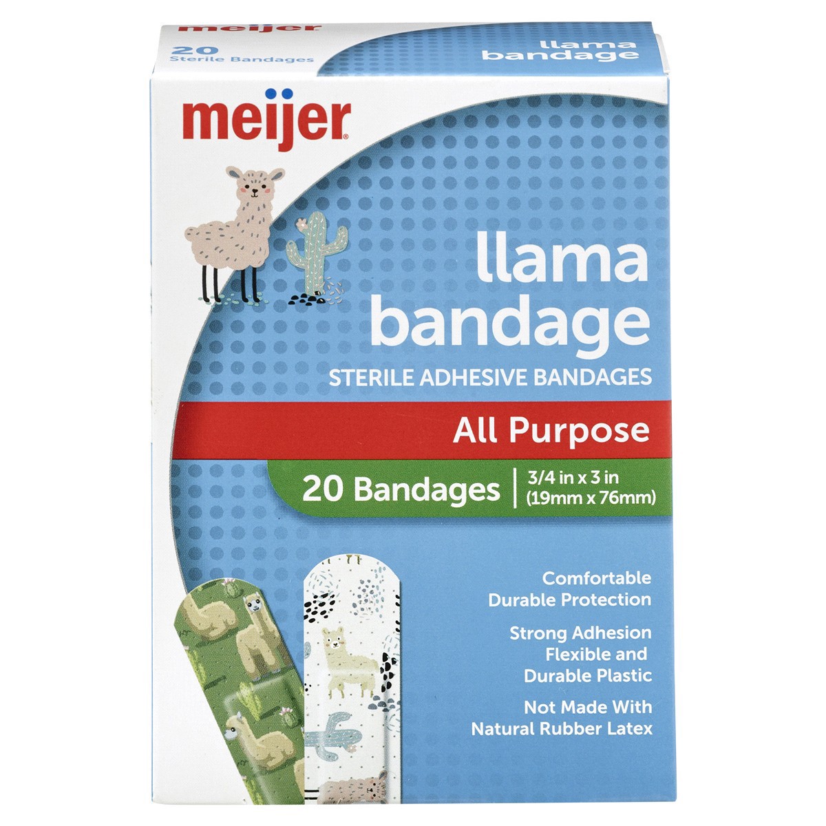 slide 1 of 5, Meijer Adhesive Bandages, Llamas, 20 ct