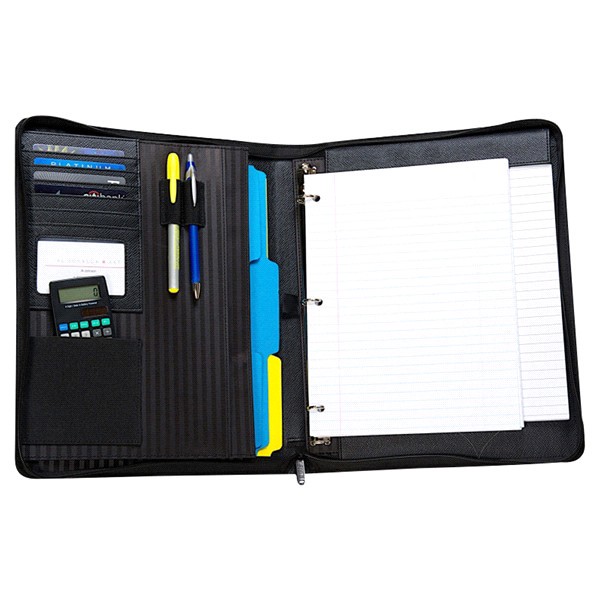 slide 5 of 5, Case It PAD-40 Leatherette Padfolio with Handle, Black, 1 ct