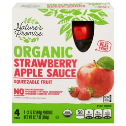 Nature's Promise Kids Organic Strawberry Applesauce Pouches - 4 ct