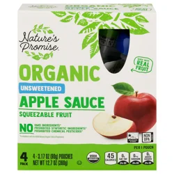 Nature's Promise Kids Organic Unsweetened Applesauce Squeeze Pouches 4 ct