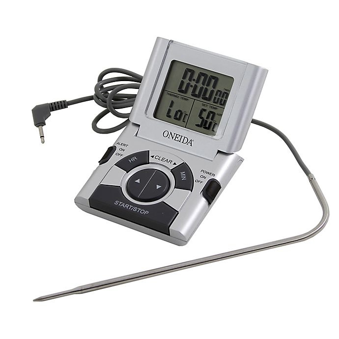 slide 1 of 2, Oneida Digital Probe Cooking Thermometer with Timer - Grey, 1 ct