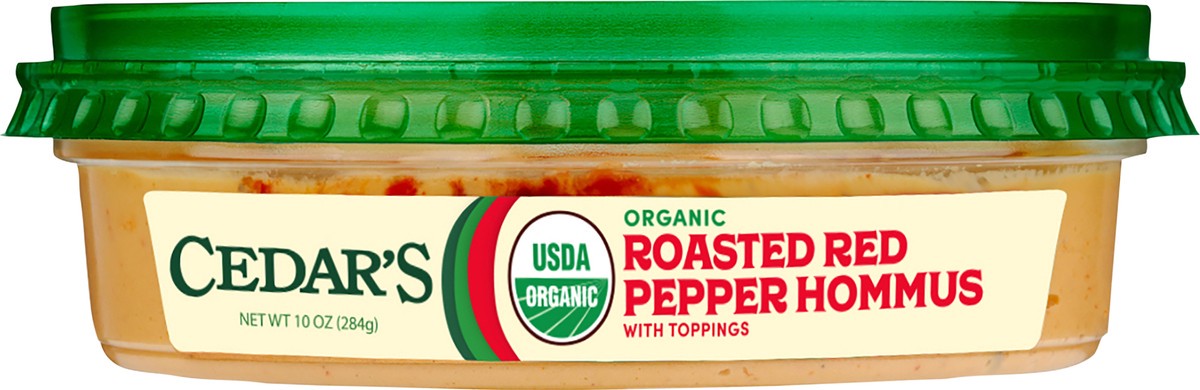 slide 3 of 4, Cedar's Foods Topped Organic Roasted Red Pepper Hommus, 10 oz