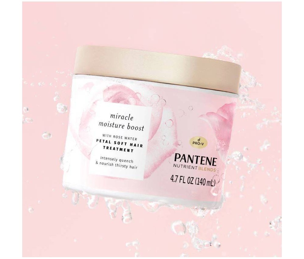 slide 4 of 4, Pantene Nutrient Blends Miracle Moisture Boost Rose Water Petal Soft Hair Treatment, 4.7 fl oz