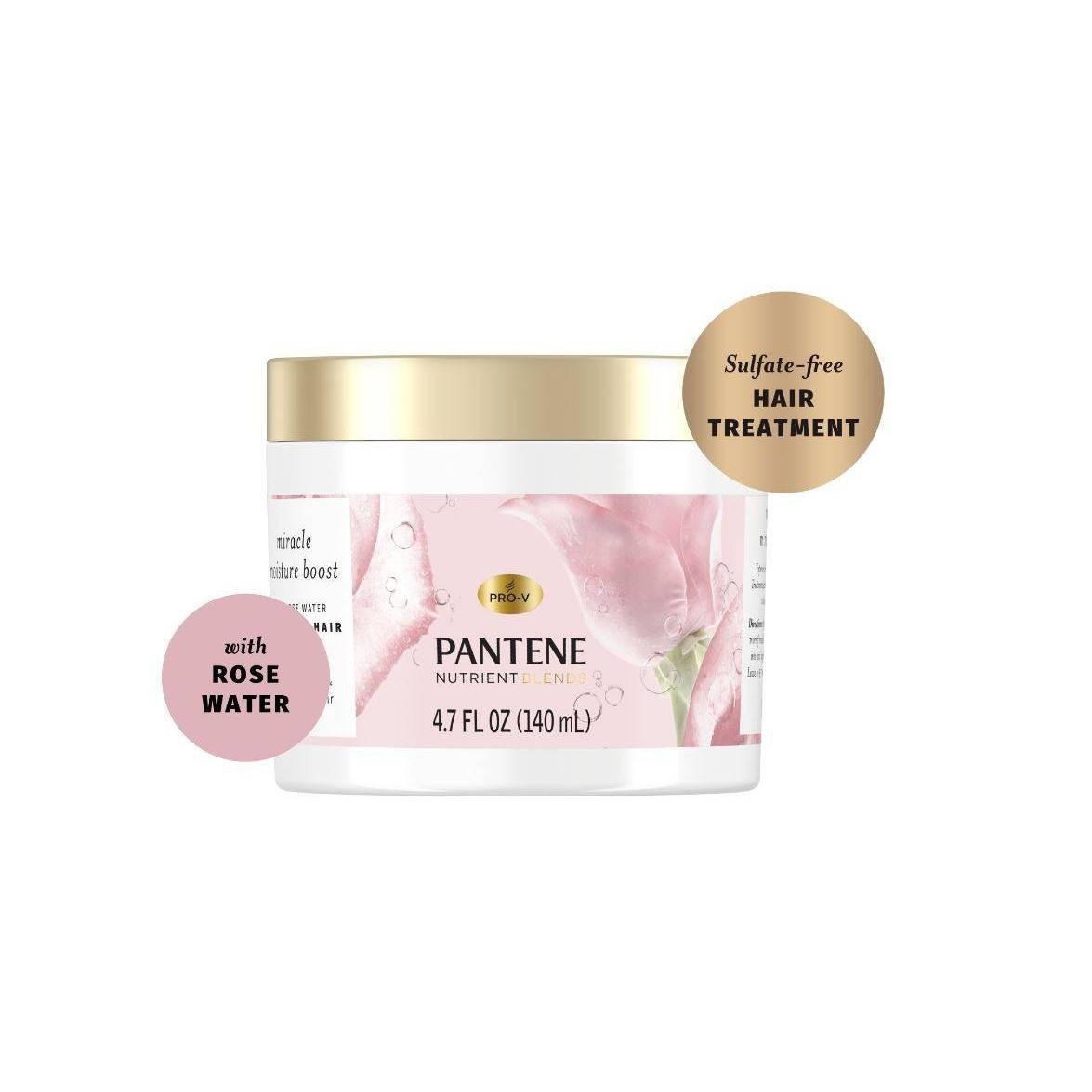 slide 1 of 4, Pantene Nutrient Blends Miracle Moisture Boost Rose Water Petal Soft Hair Treatment, 4.7 fl oz