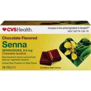 slide 1 of 1, CVS Health Chocolate Flavored Senna Chewable Laxative Tablets, 18 ct