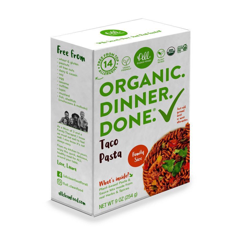 slide 5 of 5, All Clean Food Organic Taco Pasta Gluten Free - 9oz, 9 oz