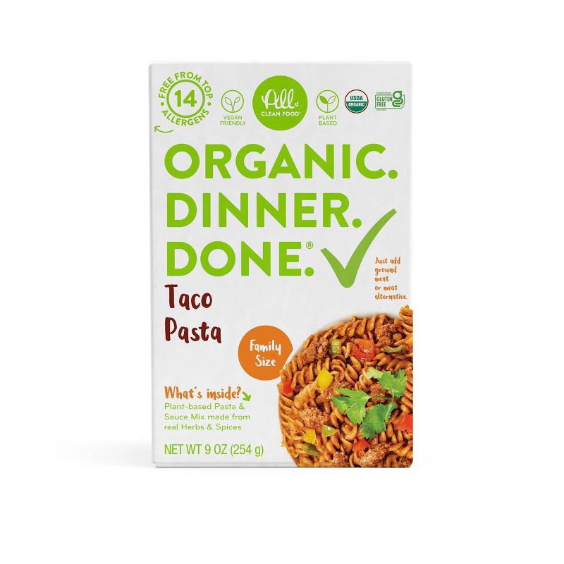 slide 1 of 5, All Clean Food Organic Taco Pasta Gluten Free - 9oz, 9 oz
