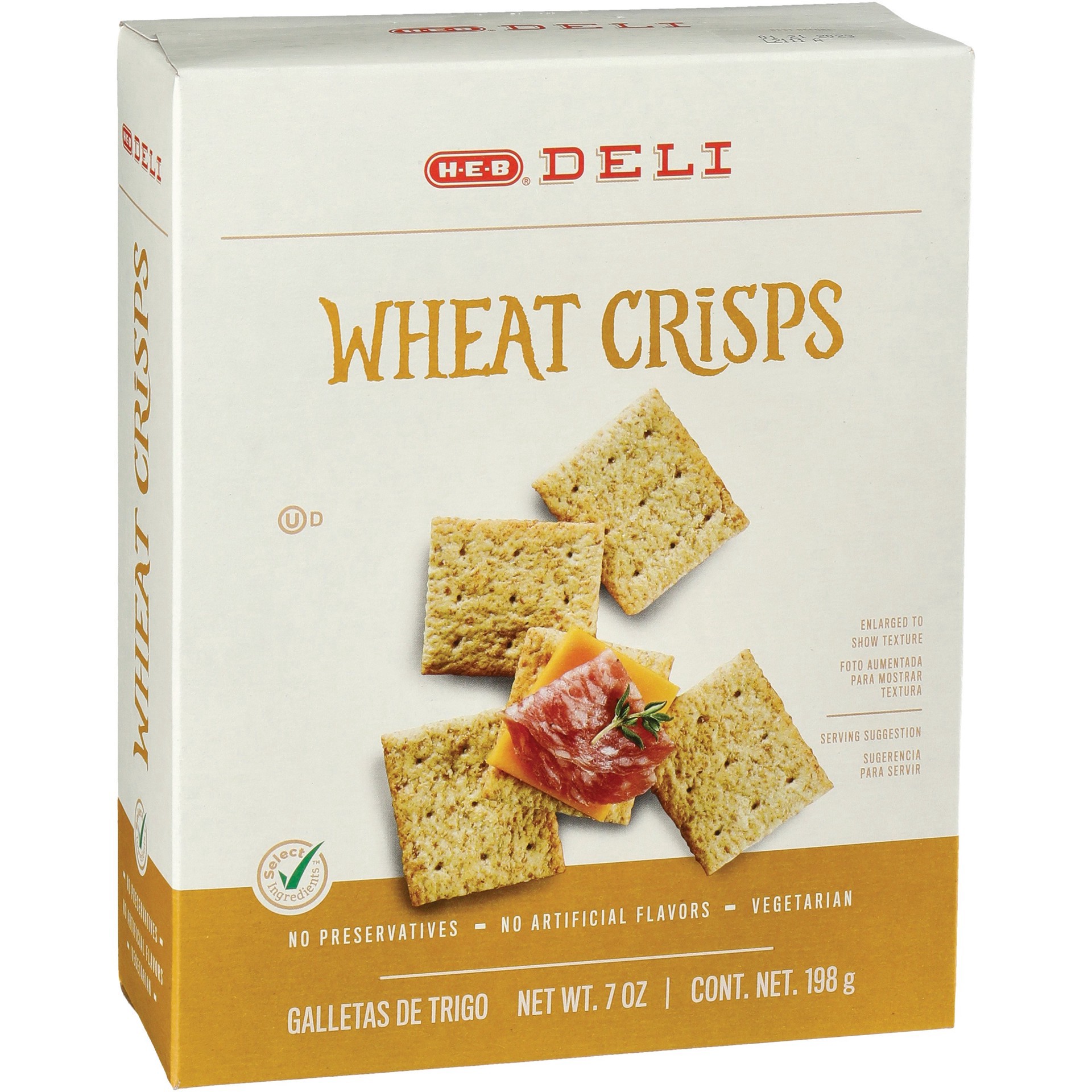 slide 1 of 1, H-E-B Deli Wheat Crisps Crackers, 7 oz