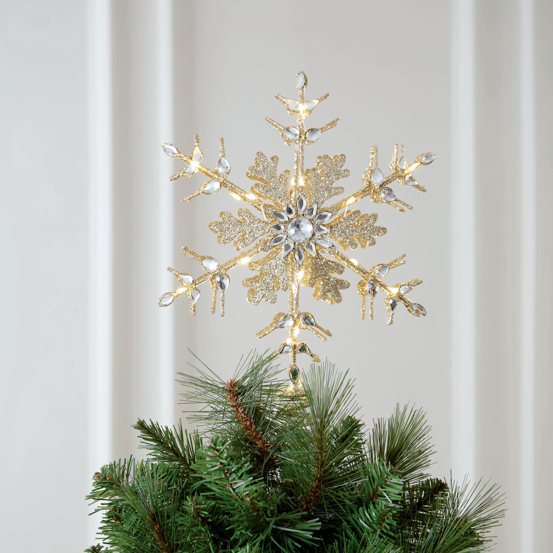 slide 2 of 4, 13.5" Jeweled Snowflake Lighted Tree Topper By Ashland, 13.6 in