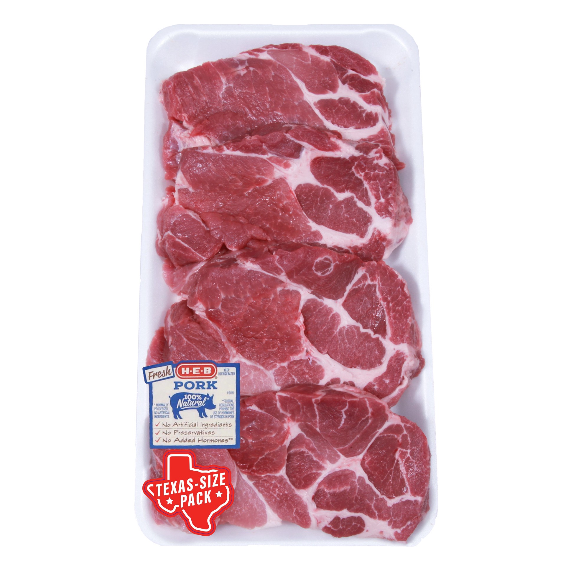 slide 1 of 1, H-E-B Boneless Boston Butt Pork Steaks, Extra Thick Cut - Texas-Size Pack, per lb
