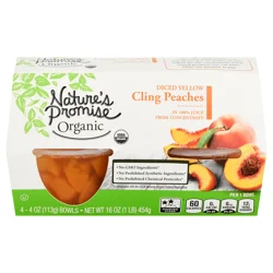 Nature's Promise Organic Diced Peaches Fruit Cups in Juice - 4 ct