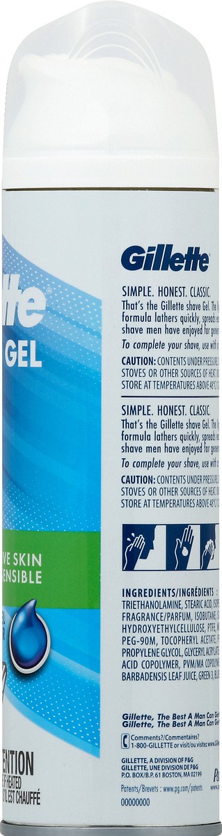 slide 4 of 10, Gillette Sensitive Skin Shave Gel 198 gr, 198 gram