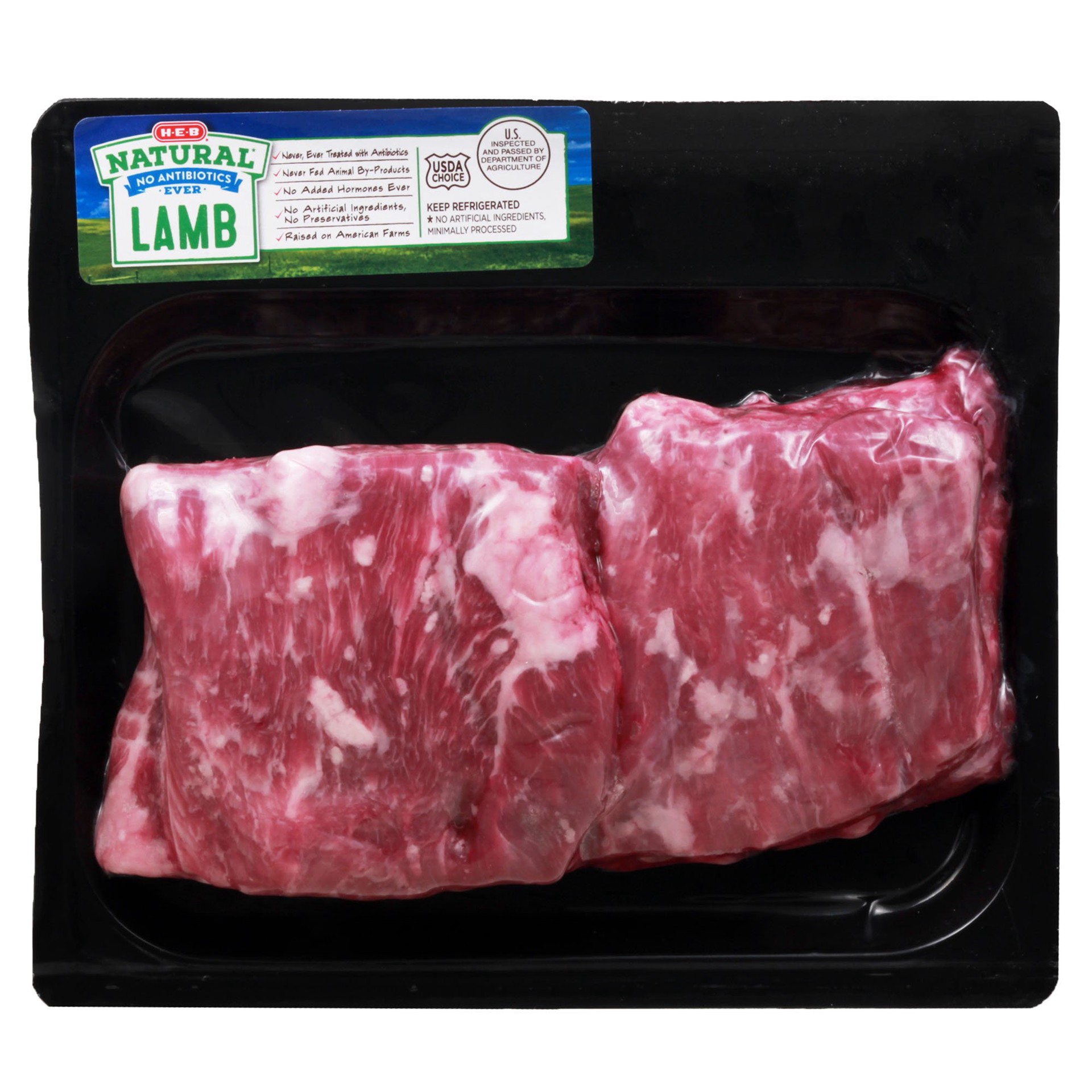 slide 1 of 1, H-E-B Natural Bone-in Lamb Breast Riblets, per lb