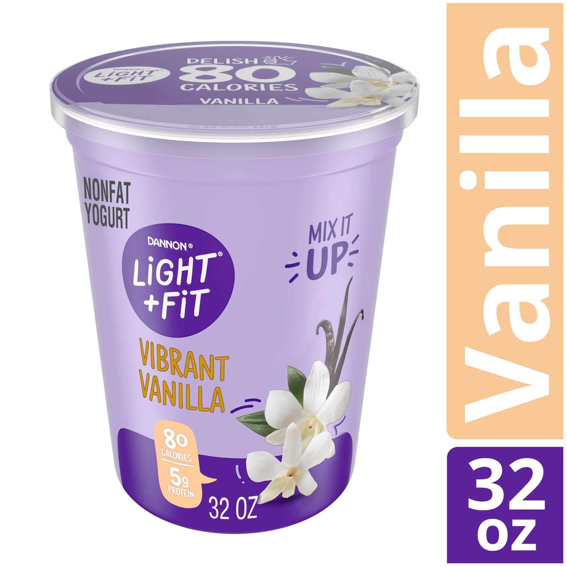 slide 1 of 7, Light + Fit Nonfat Gluten-Free Vanilla Yogurt, 32 oz