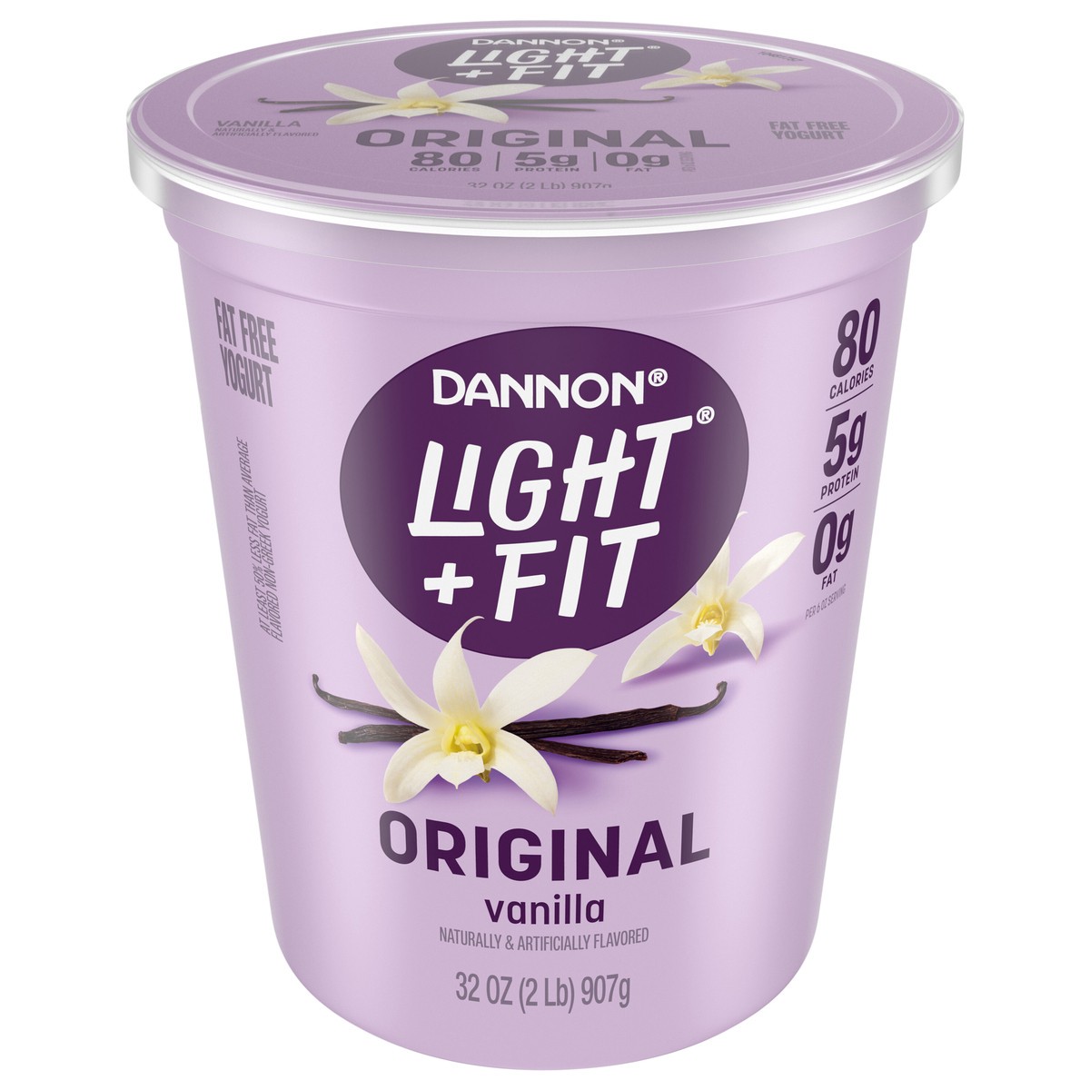 slide 1 of 10, Dannon Light + Fit Vanilla Fat Free Yogurt, 32 OZ, 32 oz