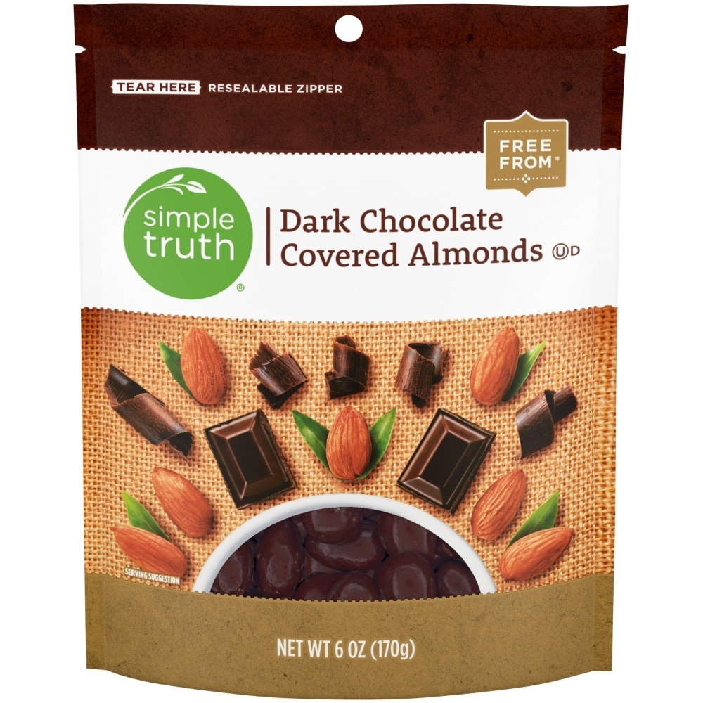 slide 1 of 1, Simple Truth Natural Dark Chocolate Covered Almonds, 6 oz