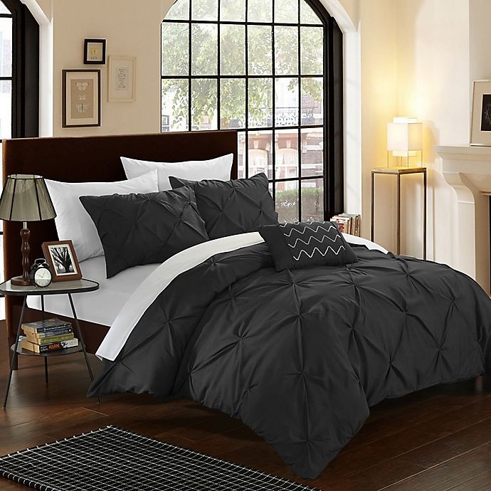 slide 1 of 5, Chic Home Salvatore Queen Duvet Cover Set - Black, 1 ct