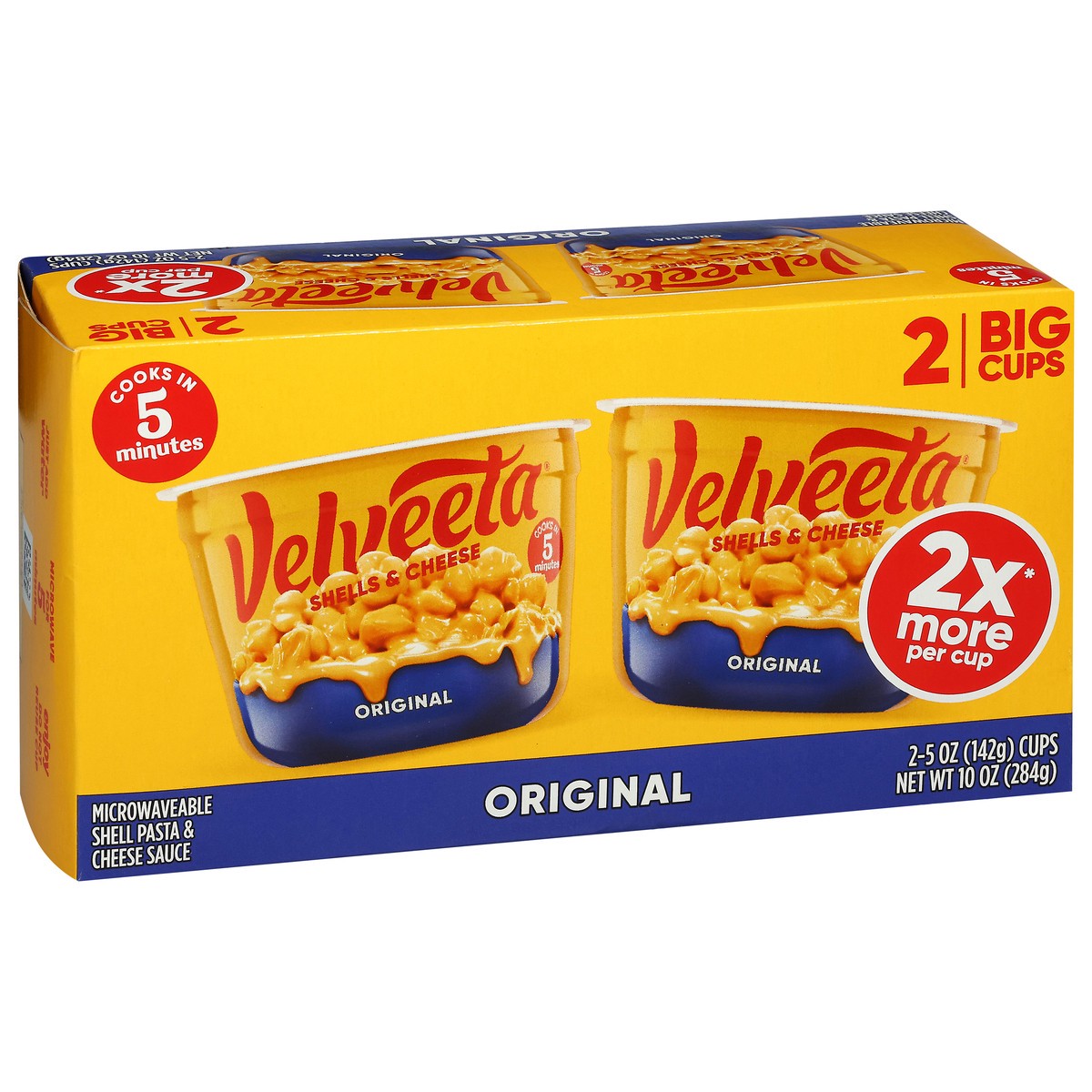 slide 5 of 13, Velveeta Shells & Cheese Original Microwaveable Shell Pasta & Cheese Sauce Big Cup, 2 ct Pack, 5 oz Cups, 2 ct