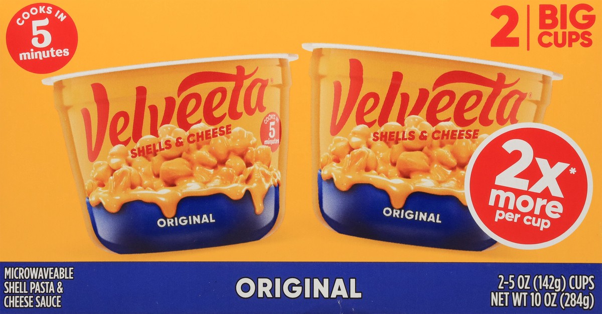 slide 8 of 13, Velveeta Shells & Cheese Original Microwaveable Shell Pasta & Cheese Sauce Big Cup, 2 ct Pack, 5 oz Cups, 2 ct