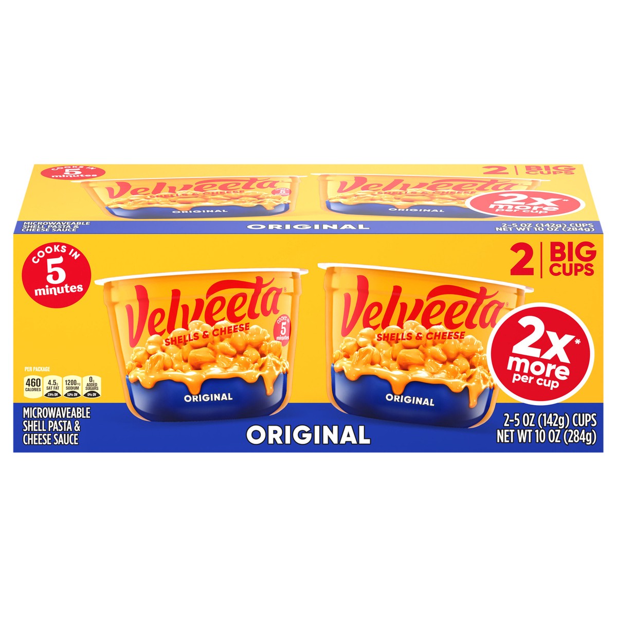 slide 1 of 13, Velveeta Shells & Cheese Original Microwaveable Shell Pasta & Cheese Sauce Big Cup, 2 ct Pack, 5 oz Cups, 2 ct