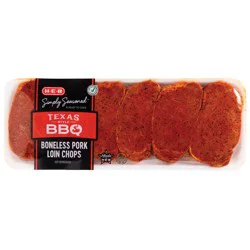 H-E-B Simply Seasoned Boneless Pork Loin Chops - Texas Style BBQ