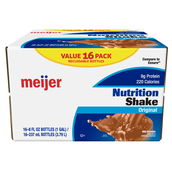slide 1 of 4, Meijer Regular Chocolate Shake, 16 ct; 8 fl oz